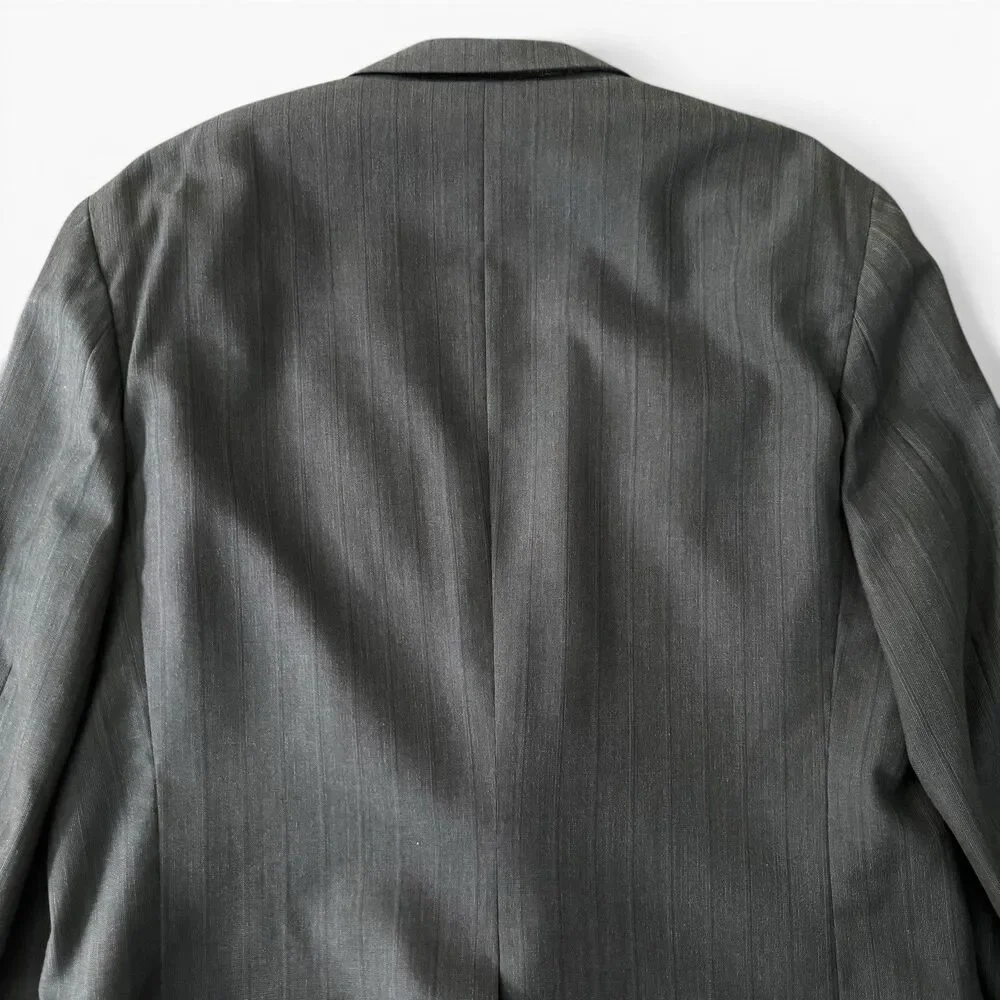 Christian Dior Monsieur Blazer 43L Gray Pinstripe VTG Wool USA Union Sport Coat